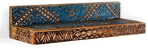 Woodkings® Bad Wandregal Blue Lagoon Massivholz Mango bunt rustikal Echtholz Badezimmerregal Badezimmerablage Badezimmermöbel