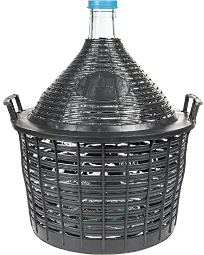 Garrafa de Vidrio para Vino 20L – para Almacenamiento y Maduración, Gran Capacidad, con Cesta Plástica