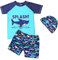 FedMois Costume da Bagno Tuta da Piscina Bambino Ragazzo, 3 Pezzi Completo Maglia + Pantaloncini + Cappellino, squalo, 1-2 Anni