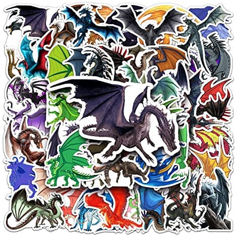 Norinoya 50PCS Dragon Stickers for Scrapbooking Birthdy Gift Party Supply,CakeTopper,Art Crafts Stickers,Stamping Supplies