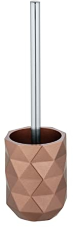 WENKO Lanciano Holder in Unusual Structured Design Made Polyresin with Toilet Plastic Brush Head and Elegant Handle, Diameter 11 x 37 cm, Bronze, 11 x 37 x 11 cm