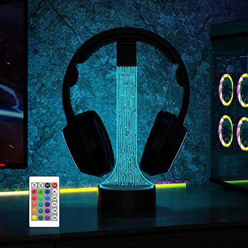 Light up Headphone Stand for Desk, Gaming Headset Holder RGB with 16 Color Lights for Game Room Decor, Cool Gamer Gifts for Men Boyfriend (PCB)
