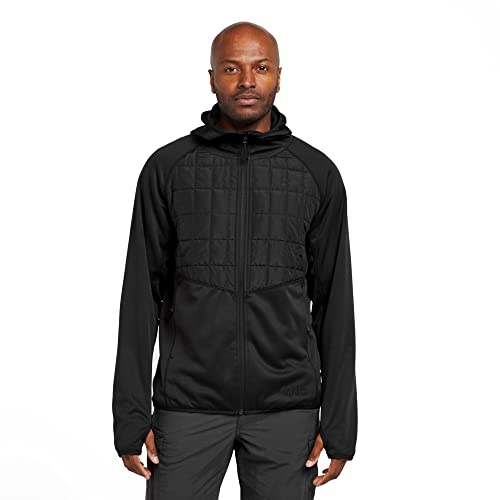 NORTH RIDGE Men's Core Force Insulated Jacket, Synthetic Fill, Water Resistant, Elastane Bound Hood, Flatlock Seams, Zipped Pockets, Cold Weather (UK, Alpha, S, Regular, Regular, Black)