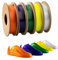 TINMORRY TPU Filament 1,75mm Bündel, 3D Drucker Filament Set, 200g x 5 Spulen, Transparent Orange, Gelb, Violett, Smaragdgrün