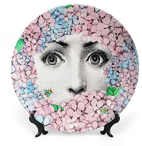 Lina Cavalieri Teller, Fornase dekorativer Teller, Make-up-Teller, Wanddekoration, inklusive Halterung und speziellem Federhaken,style-25,7inch