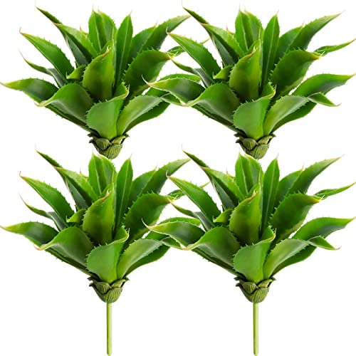 XunYee 4 piante grasse artificiali con foglie verdi, finte piante grasse artificiali non in vaso, realistiche piante di aloe vera, fai da te, decorazioni per la casa, matrimoni, festival
