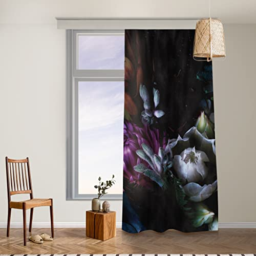 Bilderwelten Vorhänge schwarz Blickdicht Verdunkelung Gardinen - Prachtvoller Blumenstrauß - Blumen Thermovorhang modern Gardinenschal 250x130 cm