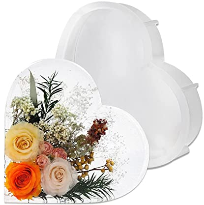 Große Epoxidharz Formen Silikonform Gießform Resin Epoxidharz Herzform Silikonform Groß Silikonformen Epoxidharz DIY Silikonformen Epoxidharz 21 * 21CM Gießform Herz für DIY Basteln Desktop Organizer