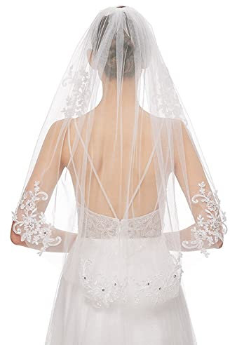 Hochzeitsschleier für Bräute, kurzer Schleier Spitze Brautschleier mit Kamm Retro Kopfschmuck Brautkleid Schleier Haarschmuck