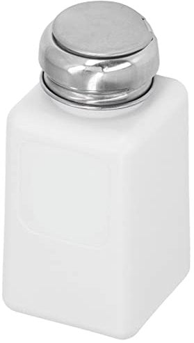 200ML Press Type Solvent Acetone Pump Dispenser Bottle, Liquid Dispenser Bottles for Acetone Dispenser ESD Anti Static Bottle with Stainless Steel Lid for Acetone IPA Solvent Oil (White)
