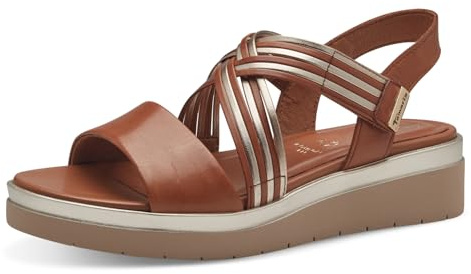Tamaris Comfort Damen Sandalen flach aus Leder mit Klettverschluss