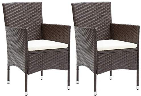 GuyAna Garten-Essstühle 2 STK. Poly Rattan Braun Gartenstuhl Holz Stapelstuhl Garten