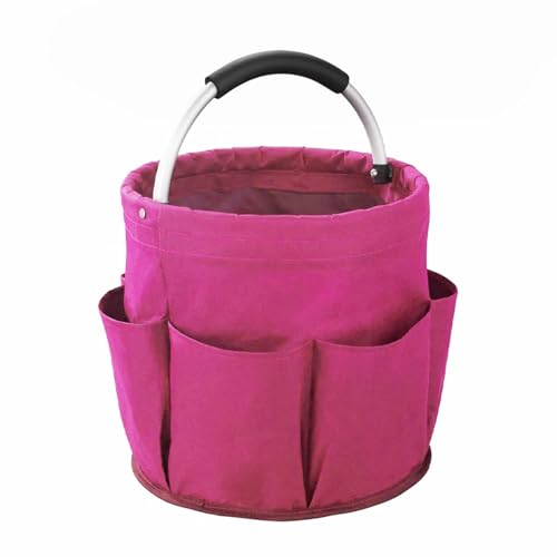 Cleaning Organiser Basket, Oxford Cloth Gardening Tools Organizer with Handle, Collapsible Lightweight Cleaning Caddy Organizer for Home, Craft (Rose Red)
