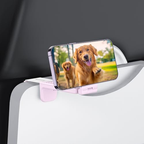 PROfezzion Magnetic Airplane Phone Holder for MagSafe, iPhone 17, 16, 15, 14, 13, 12 & All Phones, Handsfree Phone Mount for Seat Tray Table, Pocket Size Travel Essentials Accessories (Pink)
