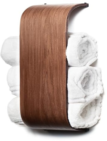 Support de papier toilette, étagère en bois, rangement de rouleaux de papier toilette flottant, suspension murale, supports uniques pour salle de bain (noyer, large)