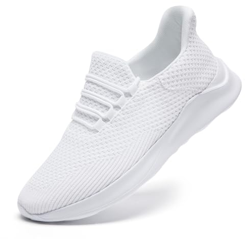 VGPSFN Schuhe Herren Sportschuhe Sneakers Turnschuhe Laufschuhe Freizeitschuhe Tennisschuhe Herren Schuhes rutschfeste Bequeme Leichte Weiß EU 42