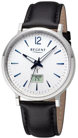 REGENT Herren Armbanduhr Analog-Digital Lederarmband schwarz URFR286 Analoguhr