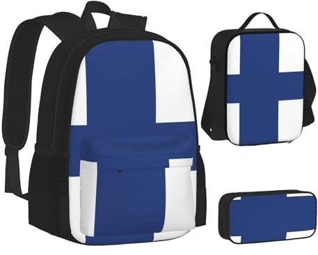 JBYJBX 3 in 1 Finnland Tasche Rucksack Set Schwarz One Size Lunch Bag, Black, One Size