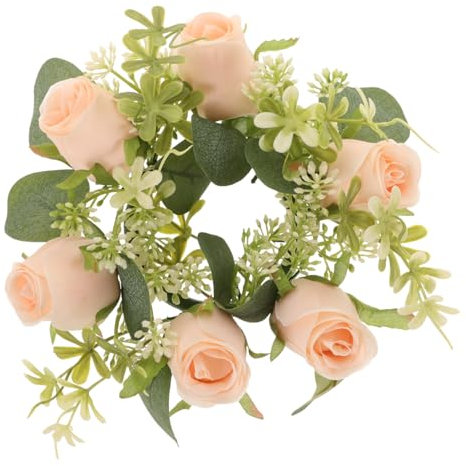 Amosfun Simulierter Rosenkerzenhalter Mini Kerzenkränze Valentinstag Kerzenringe Stumpenkerzenhalter Kerzenkranzhalter Teelicht Kerzenhalter Ringe Tischgirlande Seidenblume