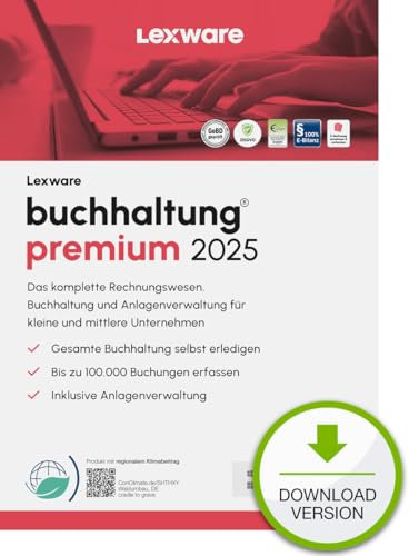Lexware buchhaltung Premium 2025 (365 Tage)l Buchhaltungs-Software vom Marktführer | PC Aktivierungscode per Email
