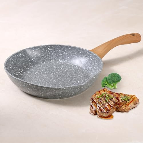 Homesbrand Nonstick Frying Pan 28cm, with Non-Stick Coating and Soft Touch Handles, Compatible with All Stovetops, Egg Frying Pan, Black