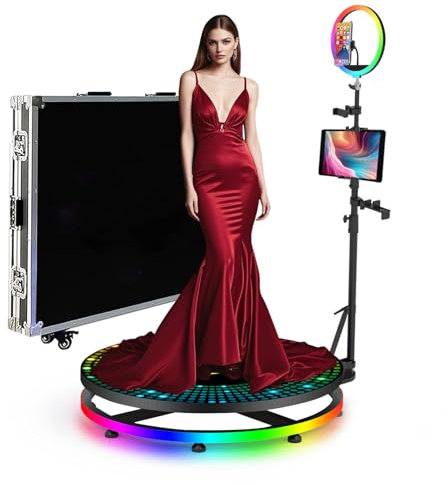360 Video Booth,360 Photo Booth Machine for Parties,Control by APP or Remote,Flight Case for Wedding, Activity,Exhibition