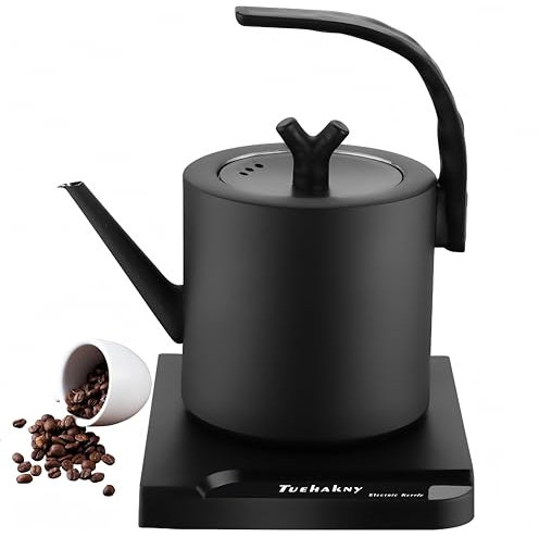 Hervidor eléctrico de cuello de cisne de 1,0 L, Hervidor eléctrico de acero inoxidable 304, Hervidor de té con apagado automático, 1000W Ultra High Speed Boiling Kettle, Negro mate