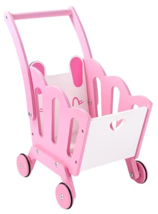 Harilla Chariot de courses pour enfants, chariot en bois pour bébé, jouet facile à assembler, chariot d'épicerie pour garçons et filles, cadeau d'anniversaire, Rose