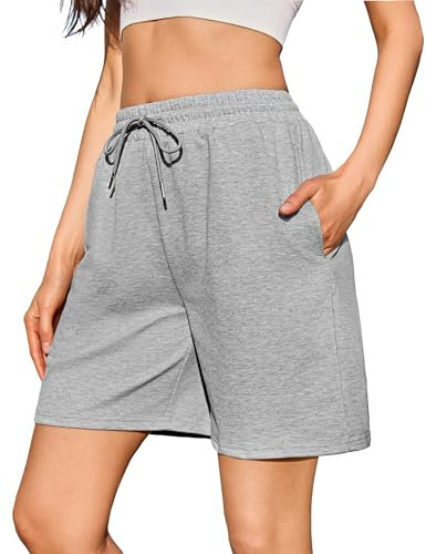 Litherday Jogginghose Damen Kurze Sporthose Kurze Hosen Laufhose Freizeithose Trainingshose Shorts Damen Sommer mit Taschen Elastischer Bund für Running Gym