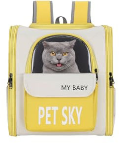 Galatée Haustier-Rucksack, Hunderucksack Mit Verbessertem Taillenkissen-Design, Hunderucksack Zum Wandern, Camping Oder Reisen, Rucksack Für Kleine Hunde Und Katzen(Gelb)