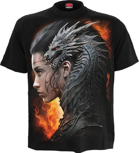 Spiral Draco Queen Männer T-Shirt schwarz L 100% Baumwolle Drachen, Rockwear