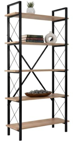 Dmora Martone Regal 90x33,5x180 cm Braun 5 Böden, Bibliothek
