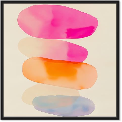 Art Remedy Pebble Palette Canvas Watercolor Abstracts, Black Frame, 30 x 30