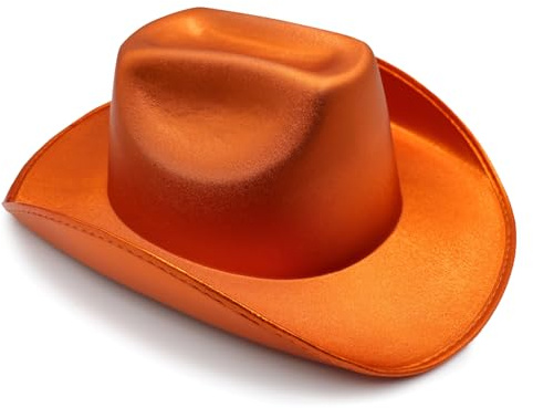 Reyox 1 x Cowboyhut für Erwachsene, metallischer Weltraumhut, Cowgirl-Hut für Kostümparty, Orange