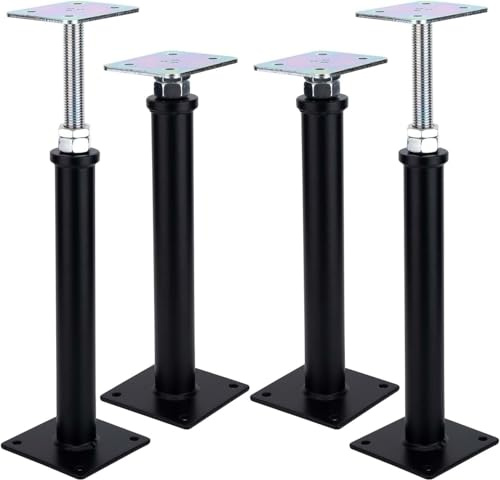 4 Stück pfostenstütze höhenverstellbar, Einstellbar Bereich 320-420mm, Verzinkter Stahl Verstellbar Pfostenträger für Zäune, Unterstände, Pergolen, Carports, Bauarbeiten