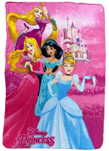 CARTOON Decke für Kinder, Disney-Prinzessinnen, 100 x 140 cm, weiche Decke aus Fleece, 100 % Polyester, 220 g/m², warm und leicht, ideal für Kinderzimmer oder Sofa