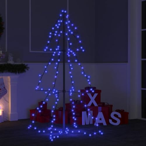 Qnhdfrt Árbol de Navidad LED con 160 ledes, 78 x 120 cm, color azul brillante, árbol de Navidad de metal con 8 efectos de luz y cable de 5 m, diseño robusto para interior, jardín y balcón