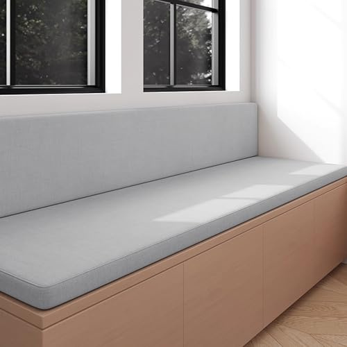 DUOLEH Bankkissen, Sitzkissen für Garten und Terrasse, mit rutschfester Unterseite, waschbares Bankpolster, Möbelsitz, Sitzkissen für Schuhbank, Fenster, Klavier, Esszimmer (90 x 30 x 5 cm, Hellgrau)
