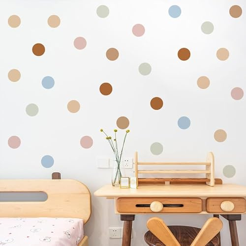 72 Stück Wandsticker Kinderzimmer, Wandtattoo Punkte, Wandaufkleber Kinderzimmer Mädchen & Jungen, Aufkleber Sticker Kreis Wandaufkleber Kinderzimmer Geeignet für Babyzimmer Kindergärten, Multicolor