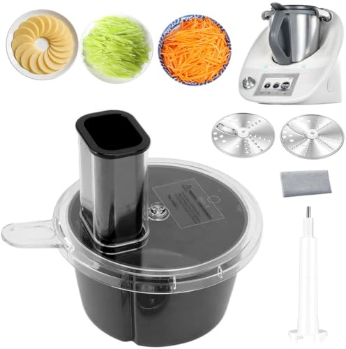 RANJIMA Gemüseschneider Elektrisch, Multifunktionaler Gemüseschneider Kompatibel mit TM5 & TM6, Spiralschneider & Gemüsereibe für Obst, Vegetable Chopper Slicer Gemüsefriseur mit Zwei Schnittstärken