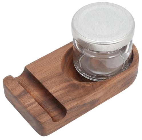 WEBEEDY Kalligraphie-Stifthalter aus Holz mit leerem Glas-Tintenflaschen-Behälter Hölzerner Kippbar Kalligrafie Federhalter Ergonomisches Winkliges Design Walnussholz Feder Halter Tischdekoration