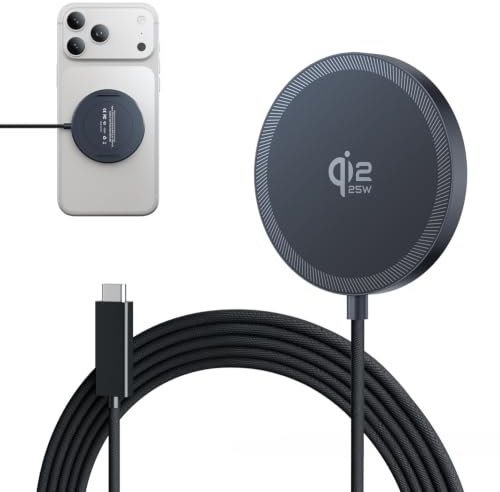 GEEKERA Qi2.2 25W magnetisches Schnellladegerät: Ultradünnes Flaches Wireless Charger für Apple MagSafe iPhone 17/16/15/14/13/12, Ideal zum Gaming – Keine Überhitzung, Kein Kabelgewirr