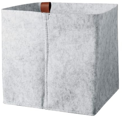OFFIGAM Filz und Aufbewahrungskorb mit Ledergriff Offenes Design Flache Stabile Basis Tragbarer Korb zur Aufbewahrung von Kleinigkeiten Schreibtisch Organizer für Kinderzimmer und