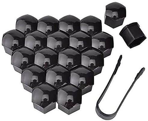 R-timer 20 Pièces Cache Ecrou pour Citroen DS3 / DS DS3 2009-2016, Écrous Cache Boulon Roue Couvre-Écrous Pneu Hexagonaux avec Jeu D'Outils Retrait,Black-17mm