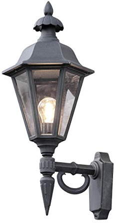 Konstsmide Pallas Wandleuchte, B: 28.5 cm, T: 25.5 cm, H: 60.5 cm, 1 x 60 W, IP23, lackiertes Aluminium, schwarz 481-750