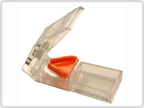 Tablettenzerteiler, Pillenteiler, Medikamentenhalbierer, transparent/orange *Top-Qualität*
