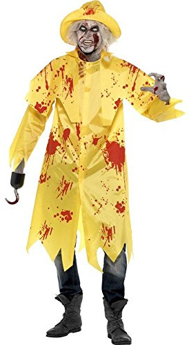 Smiffys Men's Zombie Fisherman Sou'wester Costume, Jacket and Hat, Zombie Alley, Colour: Yellow, Size: M, 23293