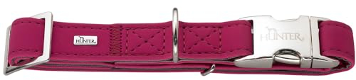 HUNTER SOFTIE ALU-STRONG Hundehalsung, Hundehalsband, Kunstleder, Aluminium Klickverschluss, L, himbeer