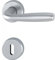 Poignée de porte modèle Maribor avec rosace et embout trou standard en aluminium finition F94-1 chrome satiné