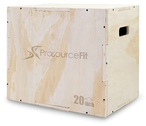 ProsourceFit 3-in-1 Wood Plyometric Jump Box For Cross Conditioning, Agility, Vertical Jump Training & Plyo Workouts, Beige, 24L x 20W x 16H